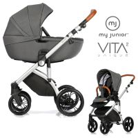 My Junior VITA unique 2 - 2in1 Kinderwagen-Set - Happy Dots Black - XXL-Zubehörpaket - NEU Hessen - Fulda Vorschau