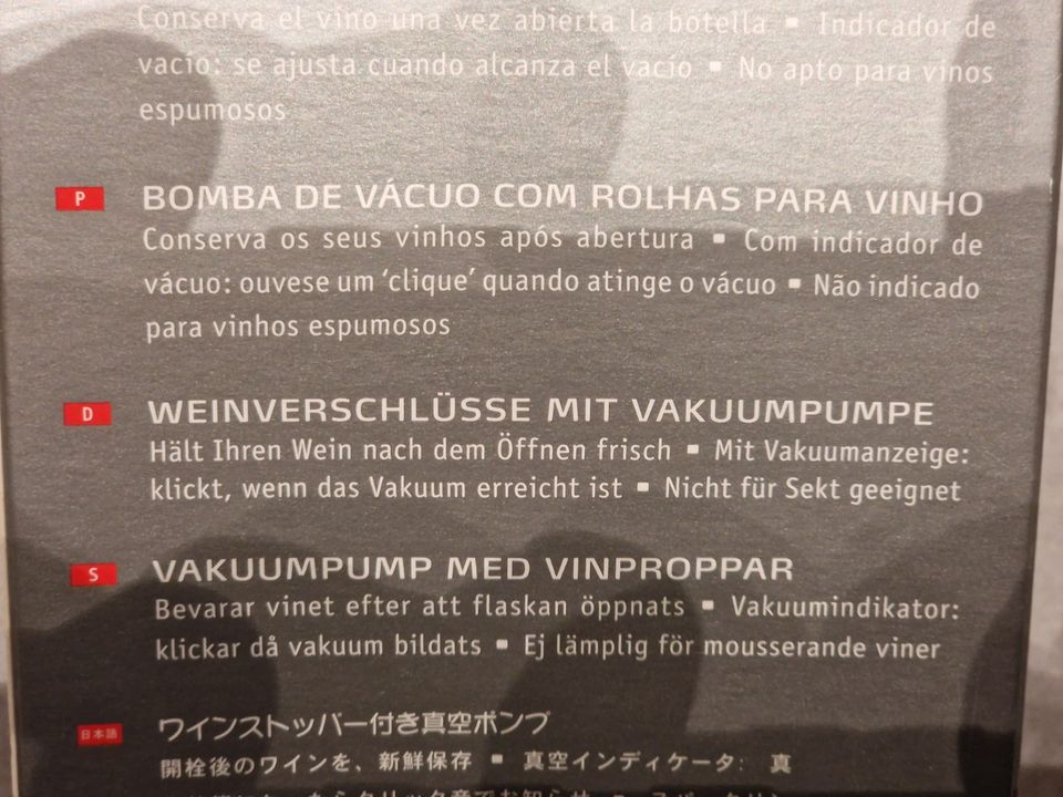 VACU WIN Wine Saver Weinverschluss Vakuumpumpe neu OVP in Dortmund