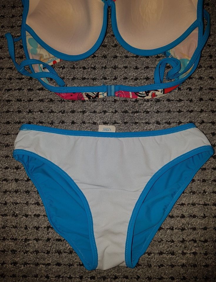 2-Tlg.Bikini -Set: Push- Up Bikini-Top Gr.80B / Slips Gr.36 Blau in Amberg