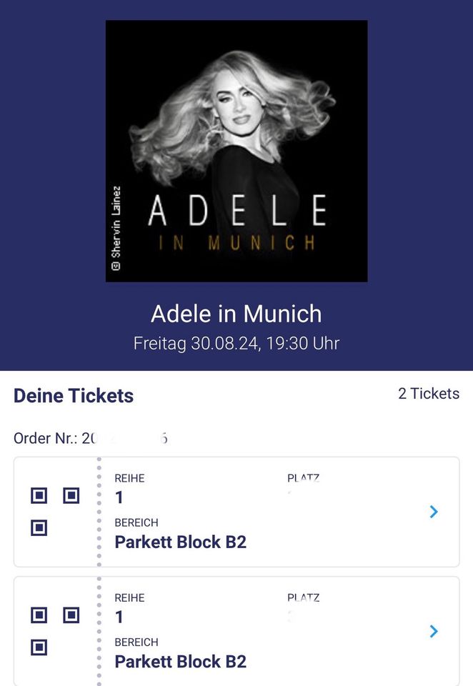 2 Tickets Karten Adelle München 30.08.24 in Kulmbach