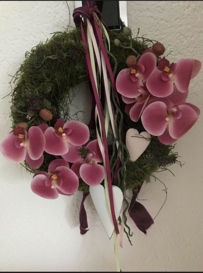 Türkranz 30 cm mit Seidenblumen Orchideen Herz neu in Kamp-Lintfort