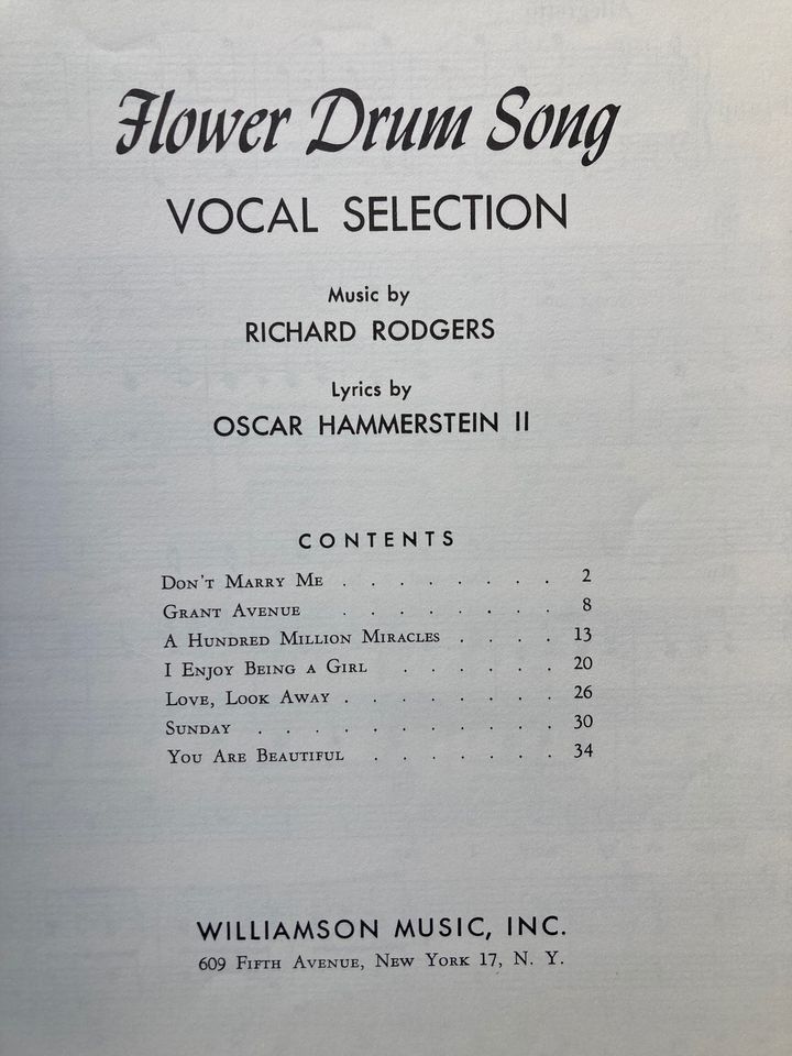 Flower Drum Song Vintage Songbook 50er USA Rodgers Hammerstein in Möckmühl