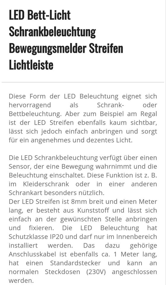 LED Lichtleiste mit Bewegungsmelder. Schrankbeleuchtung. in Osnabrück