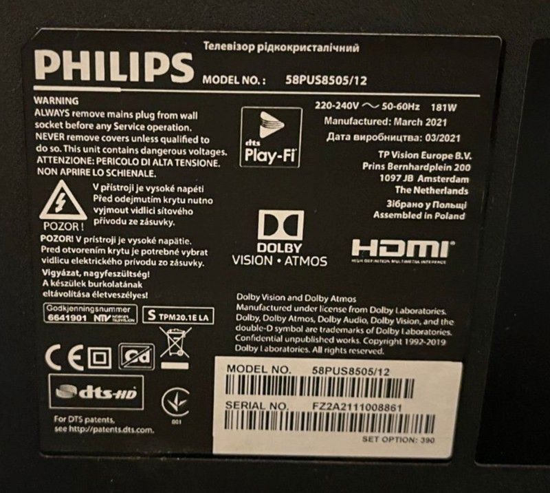 58" Philips 4K Ambilight UHD LED Android Smart TV in Kiel