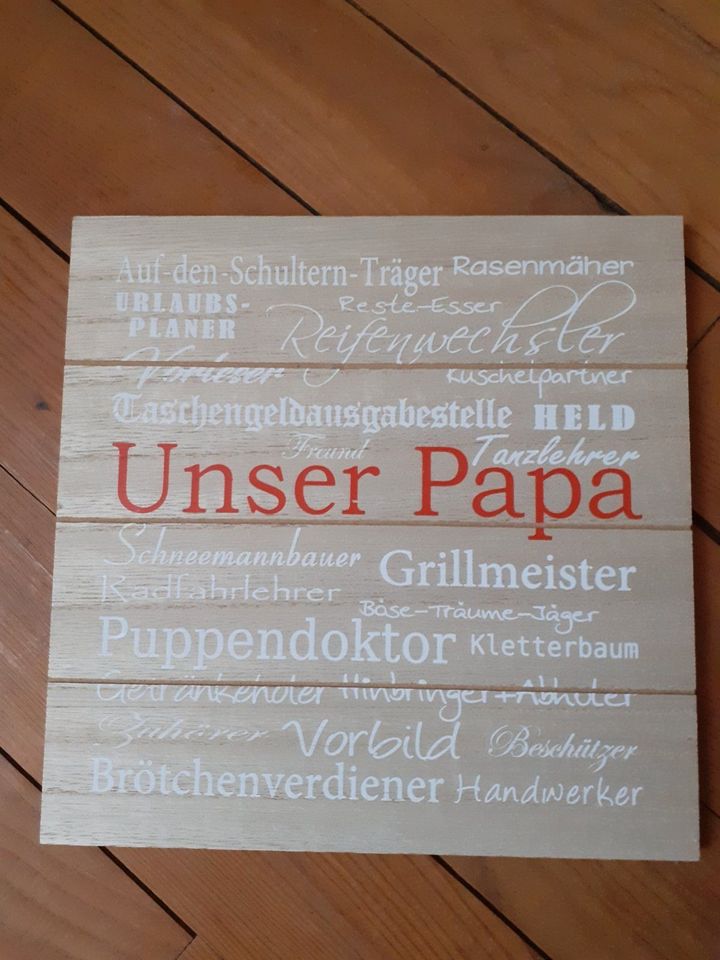 Holzschild, Schriftzug, Vatertag, Papa, Holzgeschenk "Unser Papa" in Neunkirchen