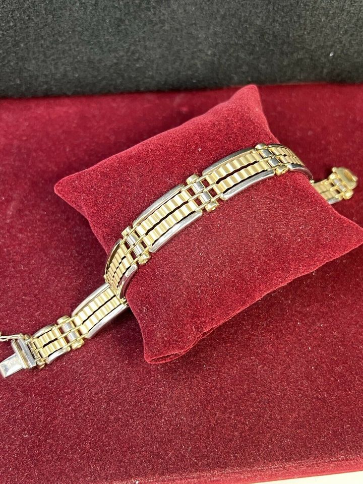 GOLD ARMBAND 14k 585 21cm L 1,35cm B 22,69g GG WG AU in Berlin