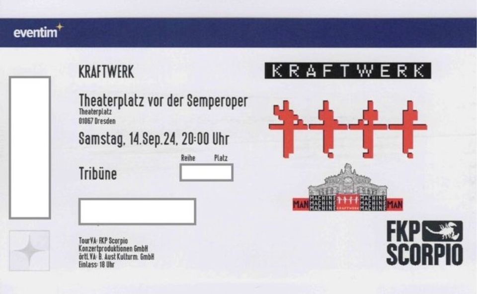 KRAFTWERK TICKETS | DRESDEN 14.09.24 | TRIBÜNE SITZPLÄTZE in Dresden