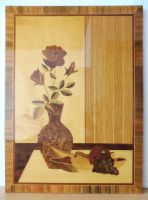 Wandbild Holzintarsien Rosen in Vase Schale mit Obst 56 x 41,2 cm Nordrhein-Westfalen - Bergheim Vorschau