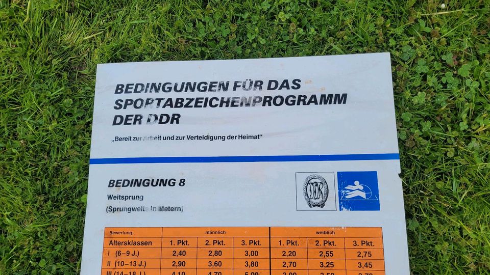 DDR Sportabzeichenprogramm Bedingungen in Börnichen bei Zschopau