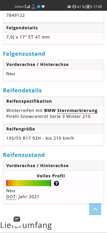 BMW Winter-Kompletträder Pirelli 195/55 R17 in Heidelberg