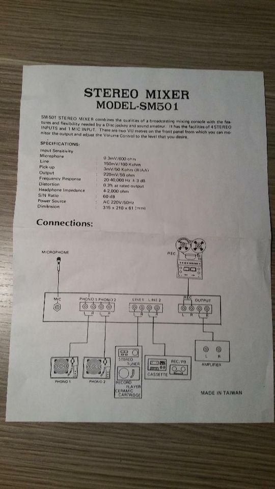 Mischpult - Pop Stereo Mixer SM501 in Fachingen