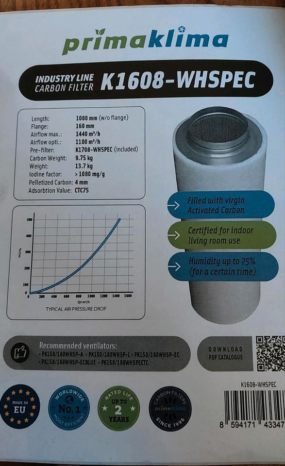Primaklima Aktivkohlefilter K1608-WHSPEC in Kaufbeuren