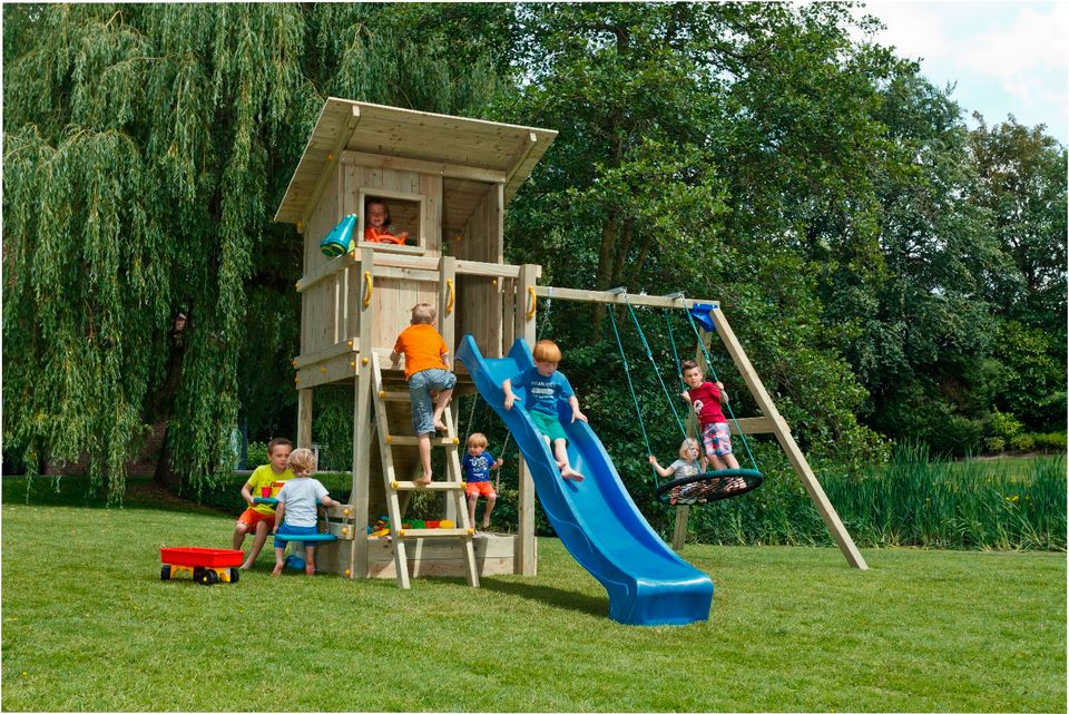 Spielturm BeachHut Podesthöhe 120cm Rutsche Doppelschaukel 230 in Hurlach