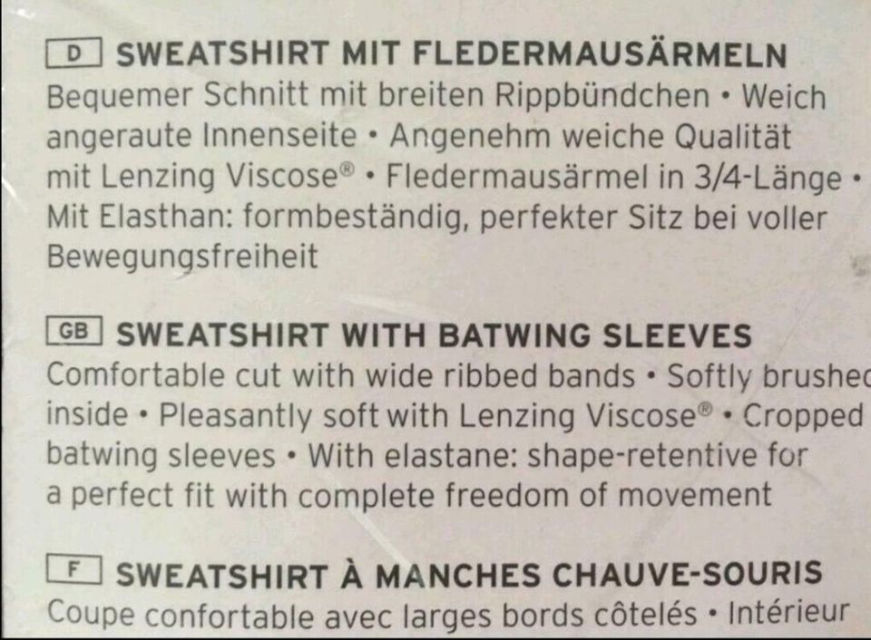 Damen Oberteil  Sweatshirt mit Federmausärmeln 32/34 , XS, NEU.OV in Göttingen