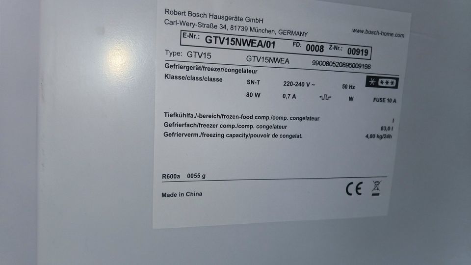 Bosch GTV15 Gefrierschrank 85cm ca.2 J alt Transport möglich! in Eschershausen