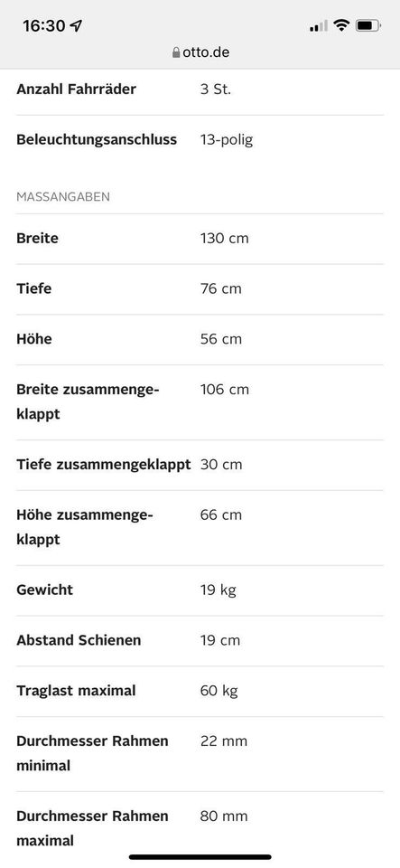 Vermiete 3er Fahrradträger Thule, auch für E-Bikes in Sehnde