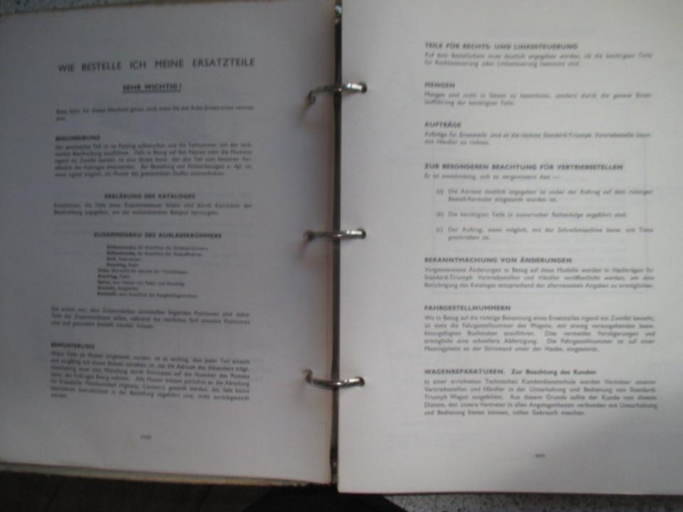 Ersatzteilkatalog Ersatzteilliste Triumph TR 4 , Original Ausgabe in Alsdorf