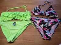 Bikini 158 164 neongrün und Palmenmotiv bunt Bayern - Alzenau Vorschau