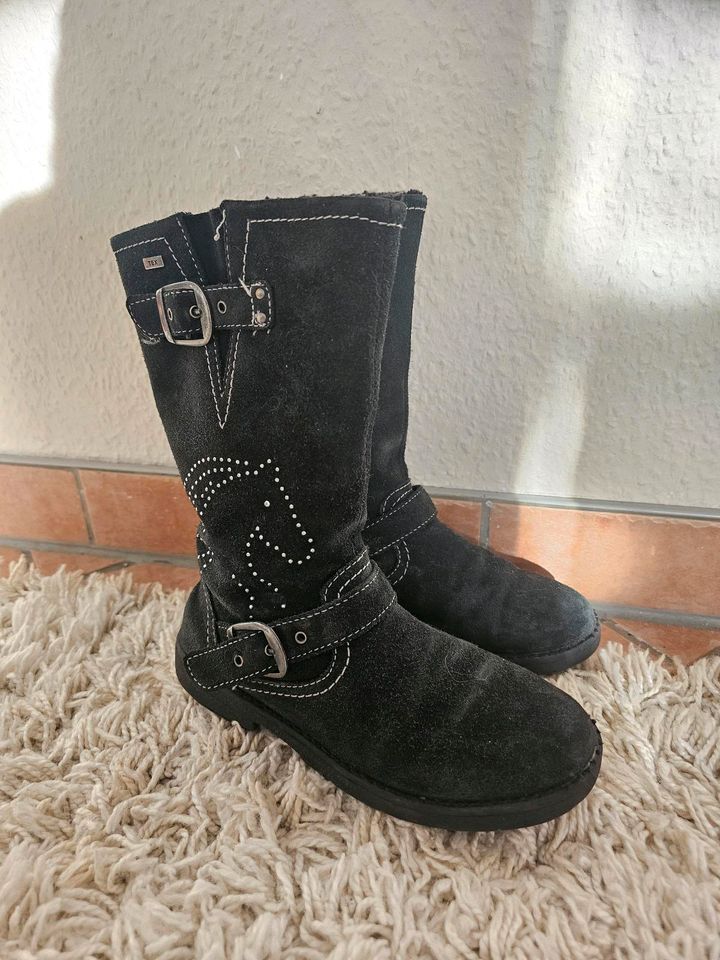 Winterstiefel Schwarz Leder samt Lurchi Glitter warm in Rehling