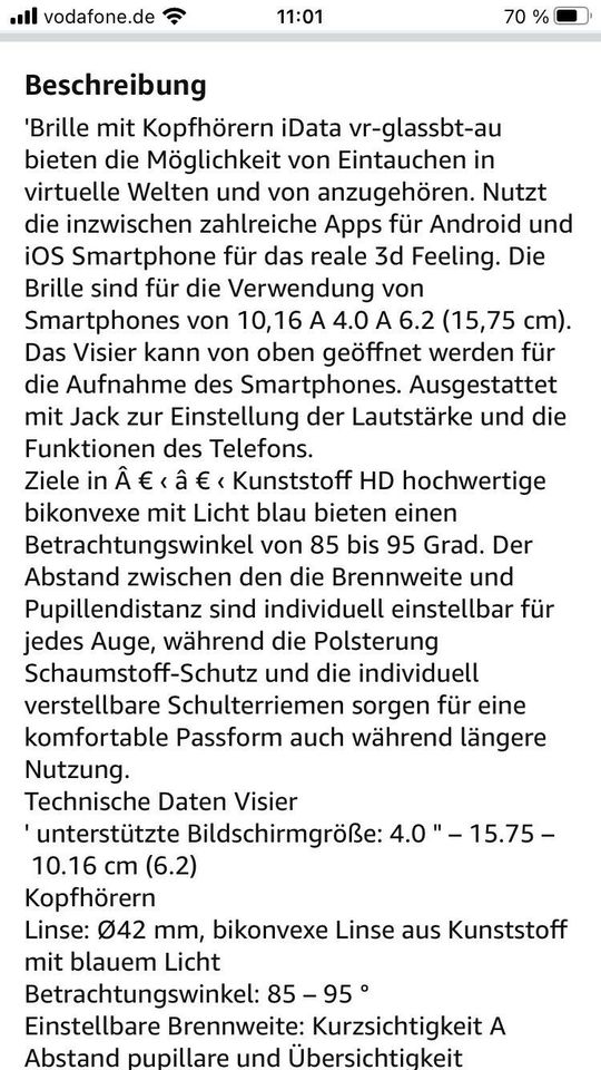 Fontastic VR Brille für Smartphone in Hirschberg a.d. Bergstr.