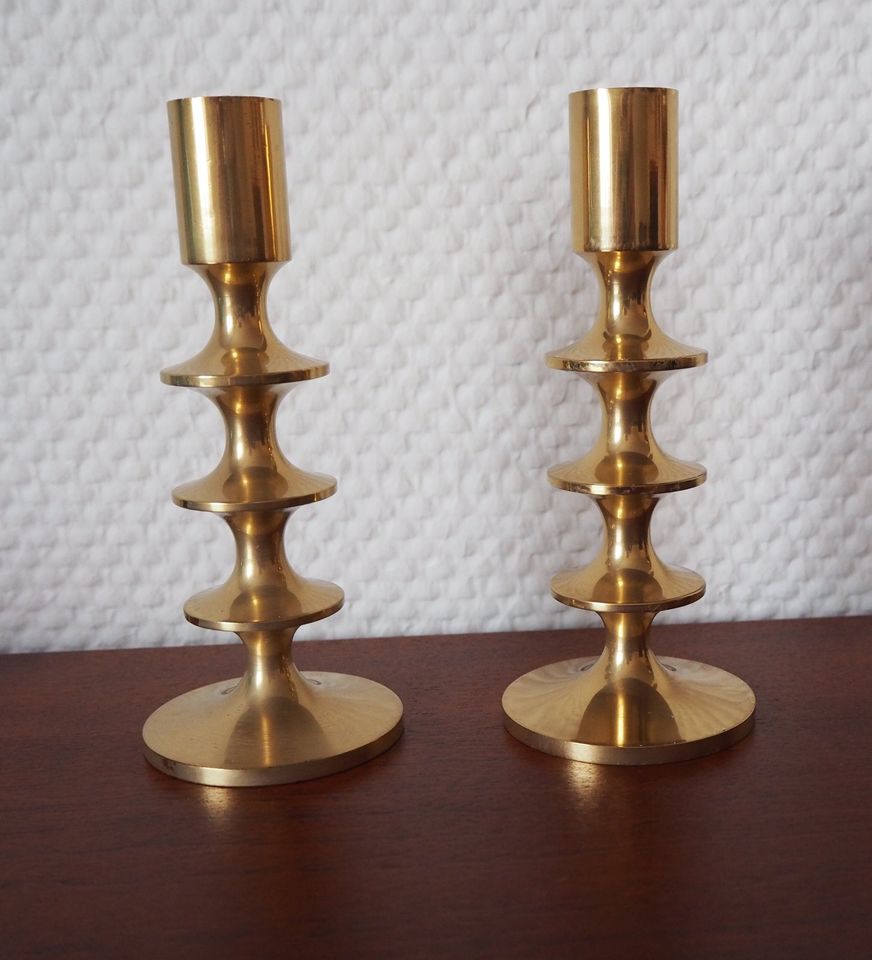 2er Set Messing Kerzenleuchter Midcentury, Vintage, gold in Nordstrand