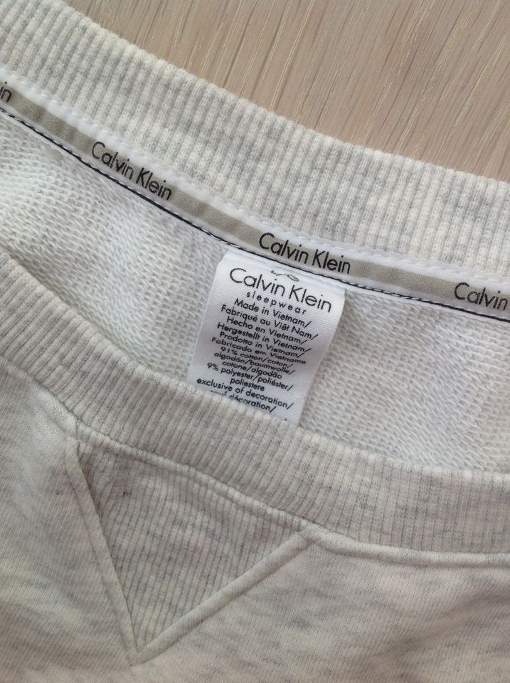 CALVIN KLEIN Logo-Sweatshirt hellgrau-meliert weich M L 38 NEU! in Lüneburg