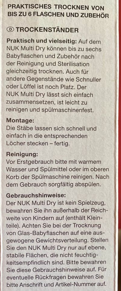 NUK Multi Dry Trockenständer für Babyflaschen,Schnullern,Zubehör in Bremen