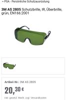 3M AS 2805 Schutzbrille IR Überbrille grün schweißen löten Sachsen - Grimma Vorschau