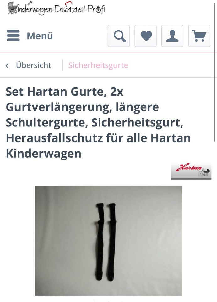 Gurtverlängerung Hartan Kinderwagen Sportaufsatz (Schultergurte) in Hohentengen