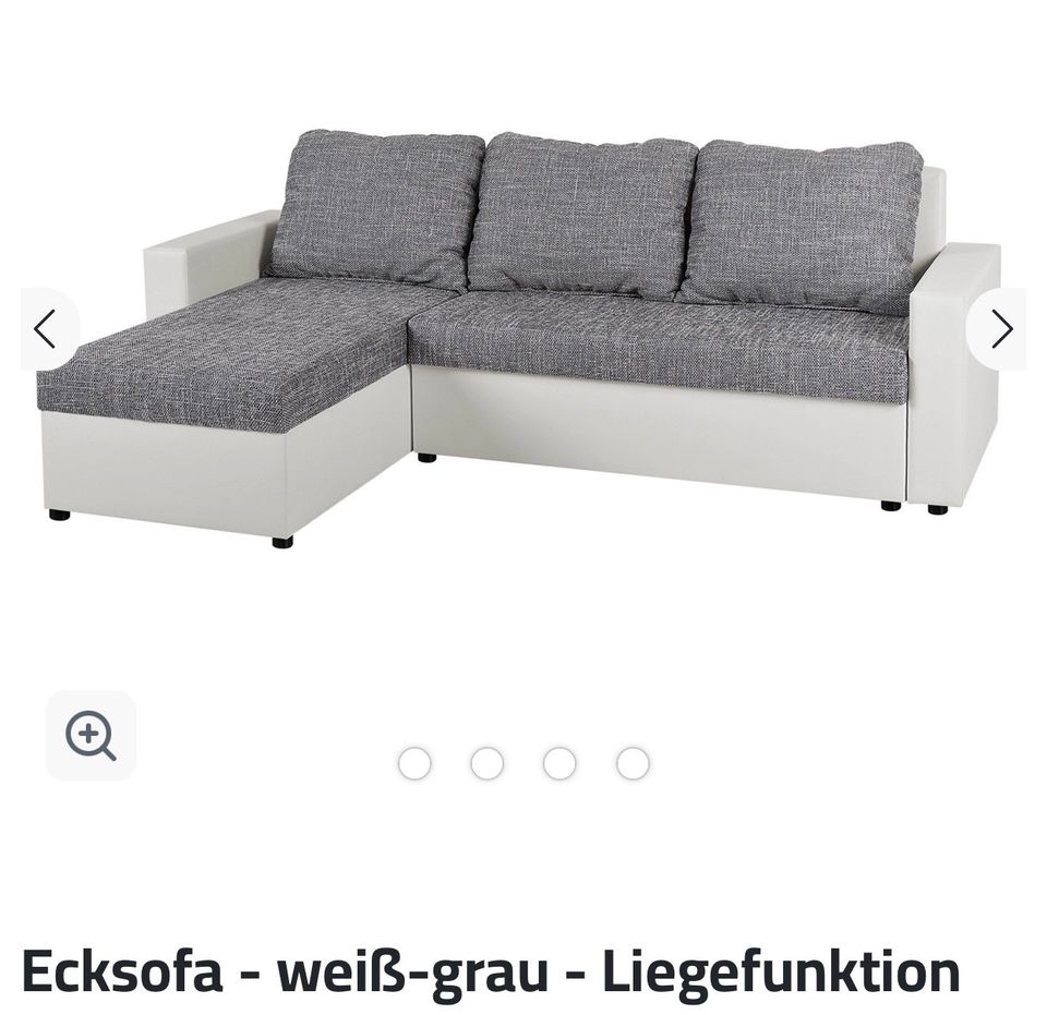 Schlafsofa Couch Sofa Weiß Grau Kunstleder Wohnlandschaft in Essen