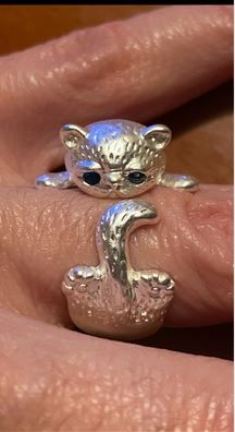 Silberring: "Kätzchen" Größe einstellbar 925er Silber in Lotte