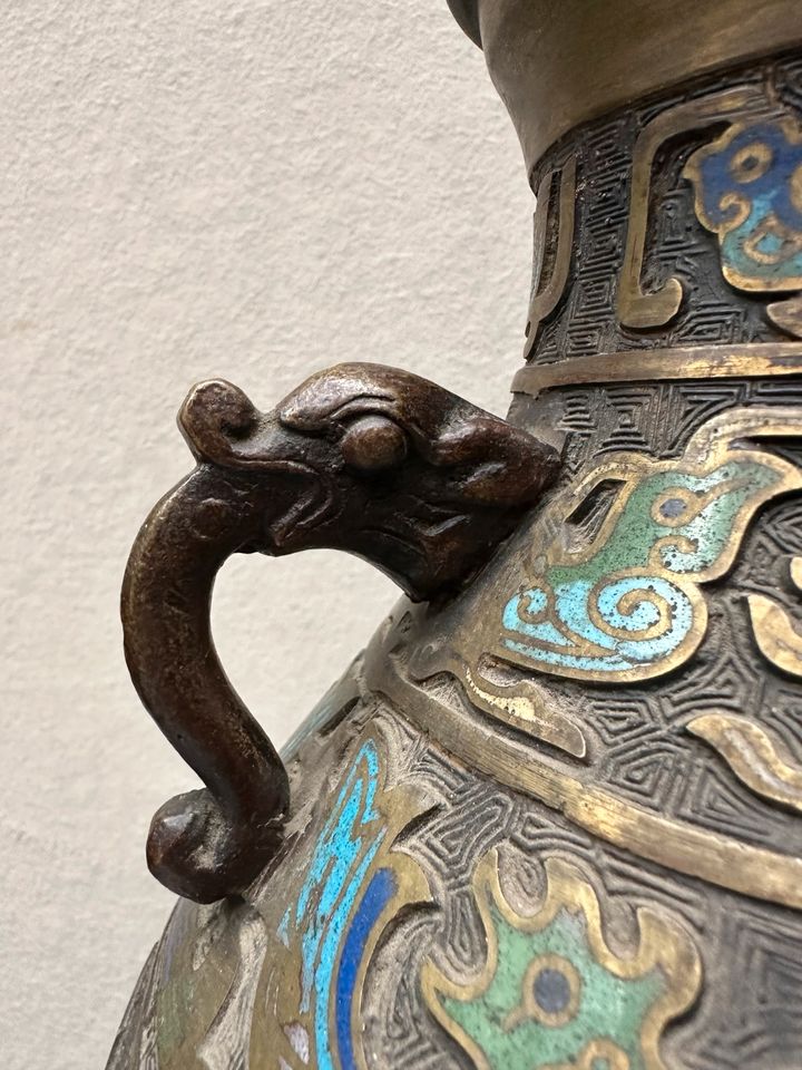 Cloisonné Lampe Tischlampe Asiatisch Bronze Emaille Vase in Frankfurt am Main