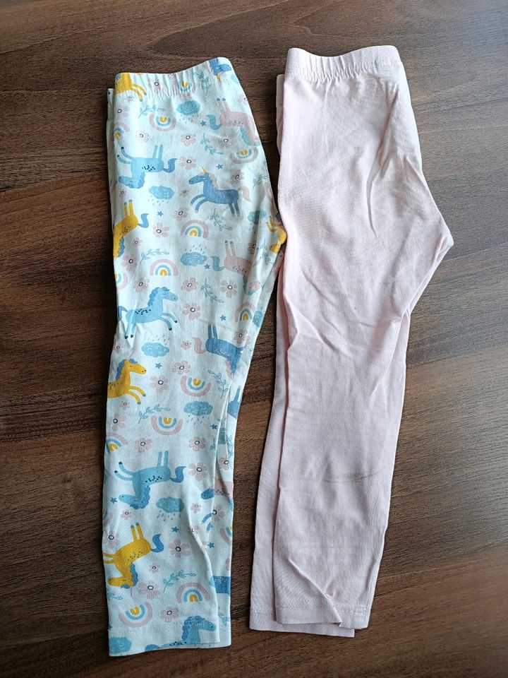 2 Leggings Pocopiano in Größe 98/104 rosa Einhorn Baumwolle in Oyten