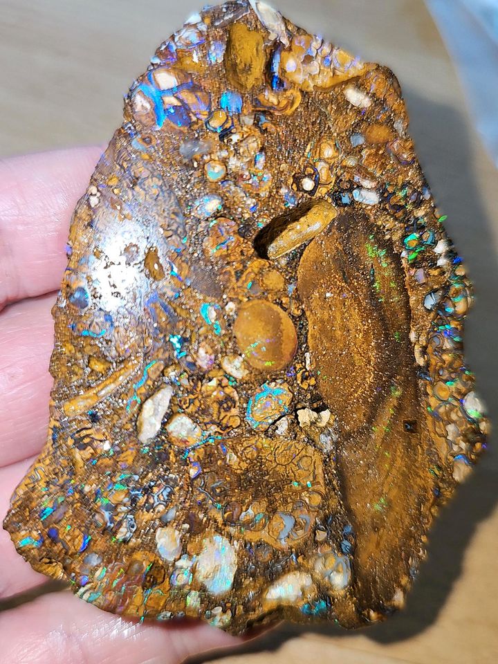 478ct Boulder Opal Anschliff Australien, tolle Muster in Haar