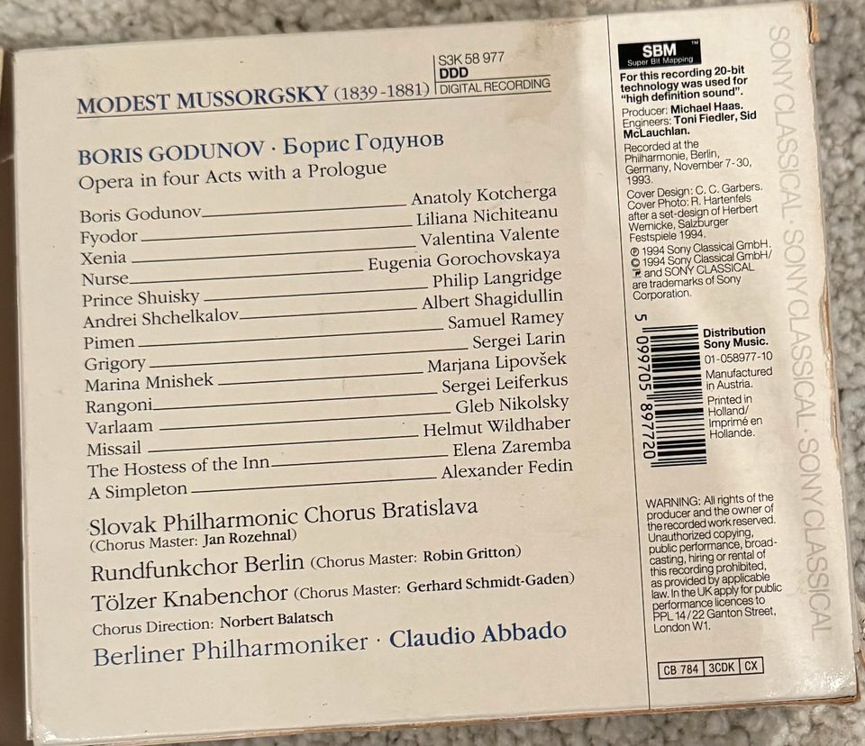 3 CDs MUSSORGSKY BORIS GODUNOV mit nummerierter Beilage in München