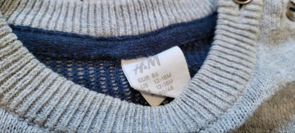 Strickpullover Strickhose Set warm H&M 80/86 Fuchs blau grau in Fröndenberg (Ruhr)