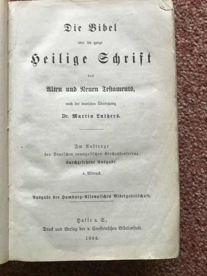 Die Bibel oder die ganze Heilige Schrift, Halle a.S., von 1894 in Hamburg