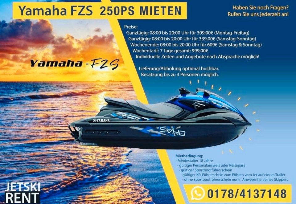 Yamaha FZS 250PS MIETEN,/Verleih/ Wiesbaden,Frankfurt, Mannheim. in Darmstadt