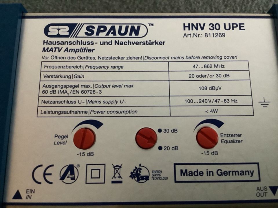 Spaun HVE 30 UPE TV-Hausanschlussverstärker 20 oder 30db in Hamburg