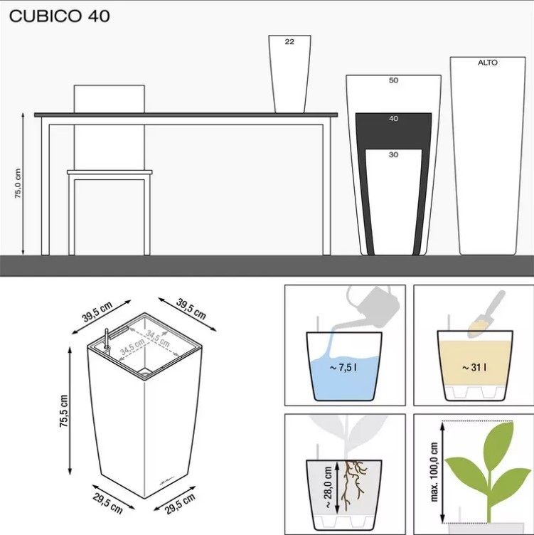 Lechuza Cubico 40 - NEU - Pflanzkübel - Komplett-Set in Aachen