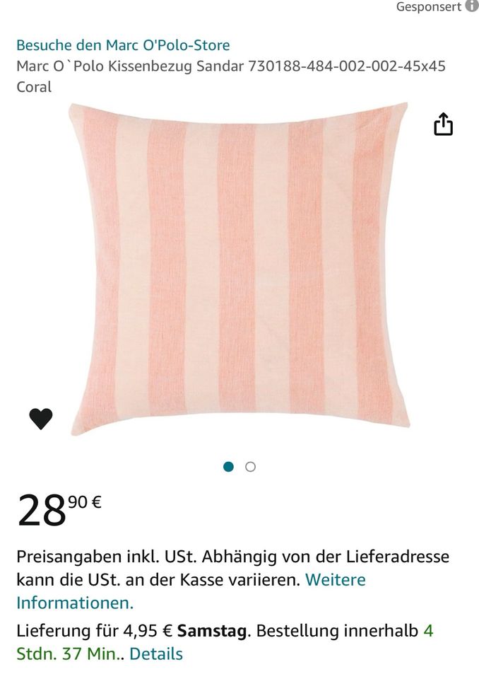 Marc O‘Polo Kissen Grau und Coral NEU IN ORIGINALVERPACKUNG in Frankfurt am Main