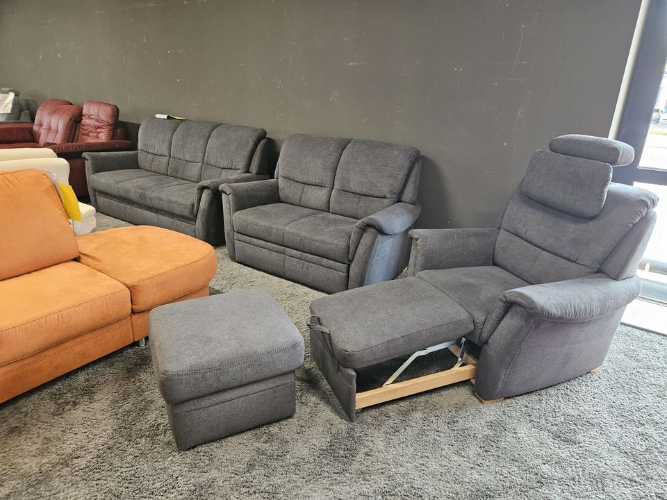 NEU Couchgarnitur Sofas Sessel Fußbank + Hocker 4 tlg. Set grau % in Bocholt
