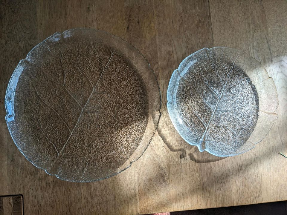 2 Glasteller 'Aspen' mit Blattmotiv in Pattensen