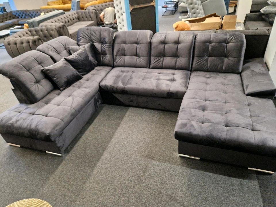 Sofa  Wohnlandschaft XXL-U-Form in Samt Schlaffunktion 2xBettkasten Möbel Wurm in Osnabrück