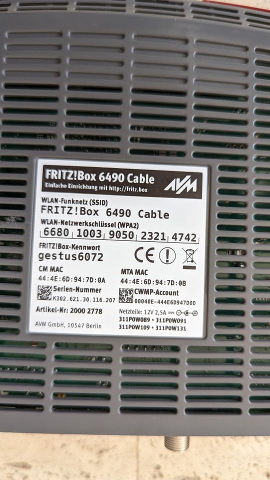 Fritz!Box 6490 Cable, gebraucht , techn. und opt. sehr gut in Aalen