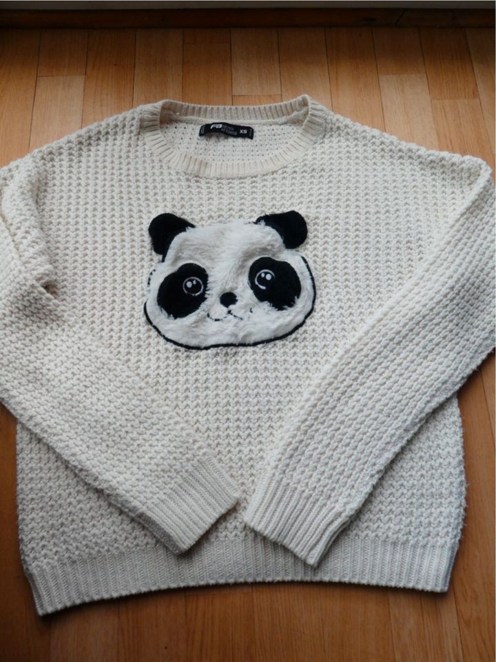 Pullover japan weiß creme Panda Pulli Damen Fishbone XS Langarm in Duisburg