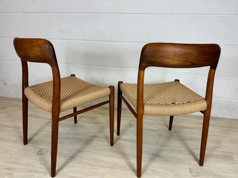 4 Vintage Teak MØLLER 75 paper cord Stühle dining chairs 60er in Delmenhorst