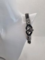 Armband echtes Leder Totenkopf Runen Edelstahl Handmade Sachsen-Anhalt - Wanzleben Vorschau