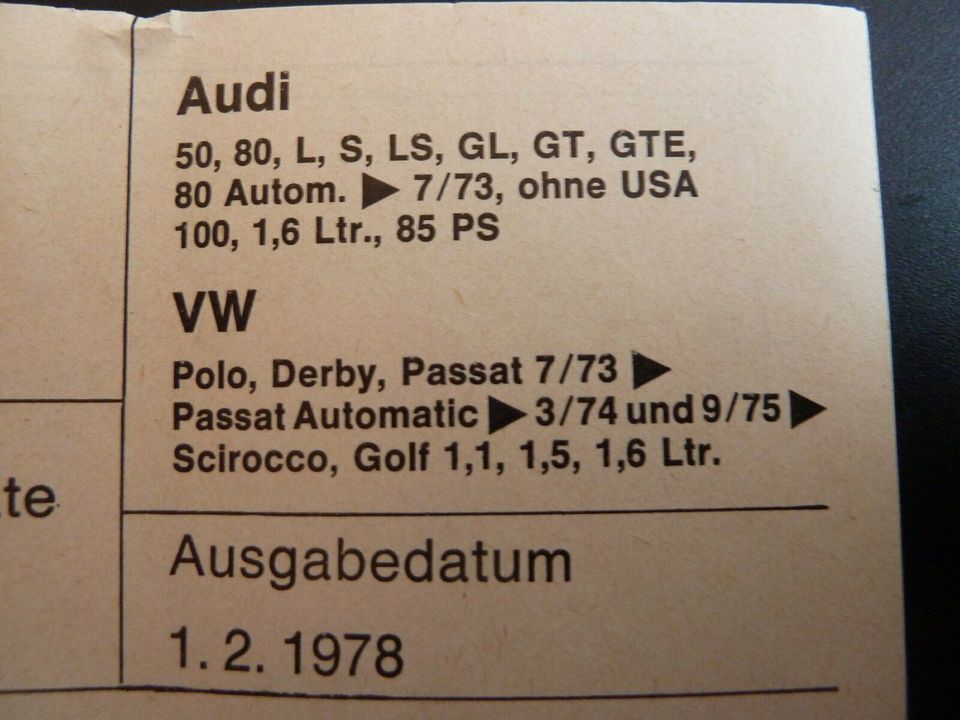 VW Golf 1 Passat Scirocco Polo Audi 80 BERU-Entstörsatz UKW NOS in Leutenbach