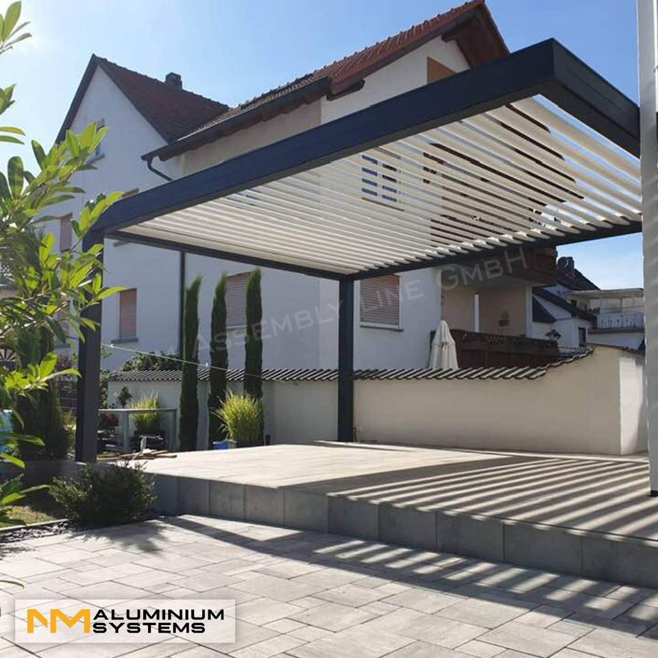 Lamellendach Pavillon Aluminium Pergola Terrassendach 4,5 x 2,9 m in Nauheim